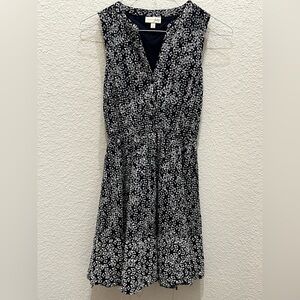 Maison Jules Navy and White Patterned Midi Dress